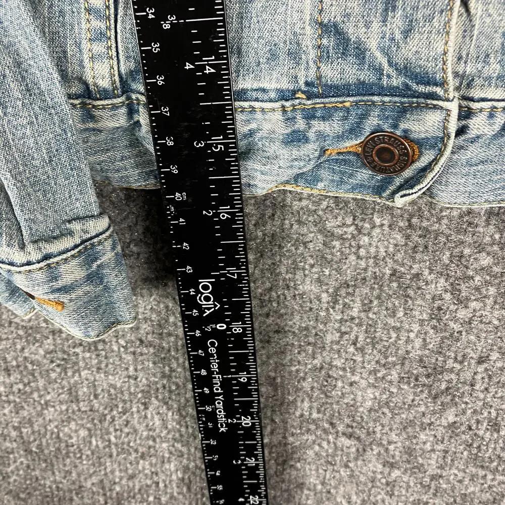 Levi‎ Strauss Jacket Girls M Blue Denim Button Front Trucker Jean Western Style